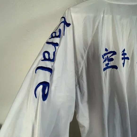 Adidas Mens White & Blue Karate Martial Art Jacket XXL Zip Up Activewear Pockets